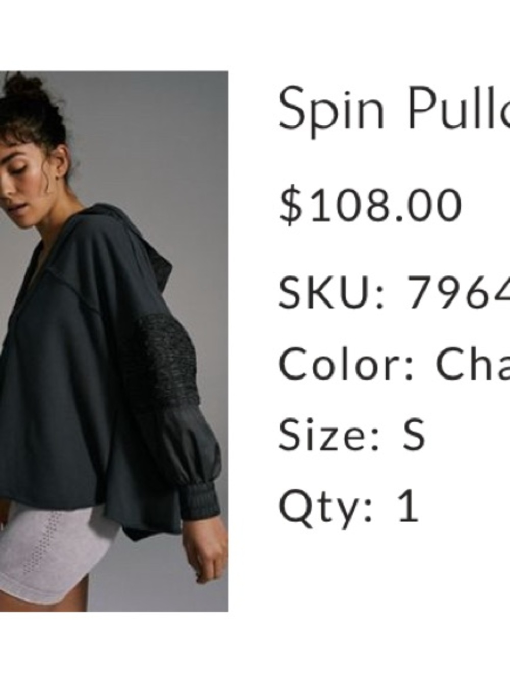Free People Movement: Spin Pull Over in Charcoal Size Small